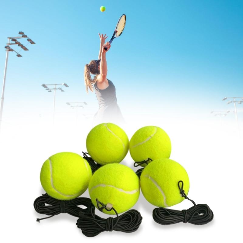 5Pcs Tennis Training Balls with String Tennis Trainer Balls Rebounds Practice Balls for Indoor and Outdoor Tennis Practice