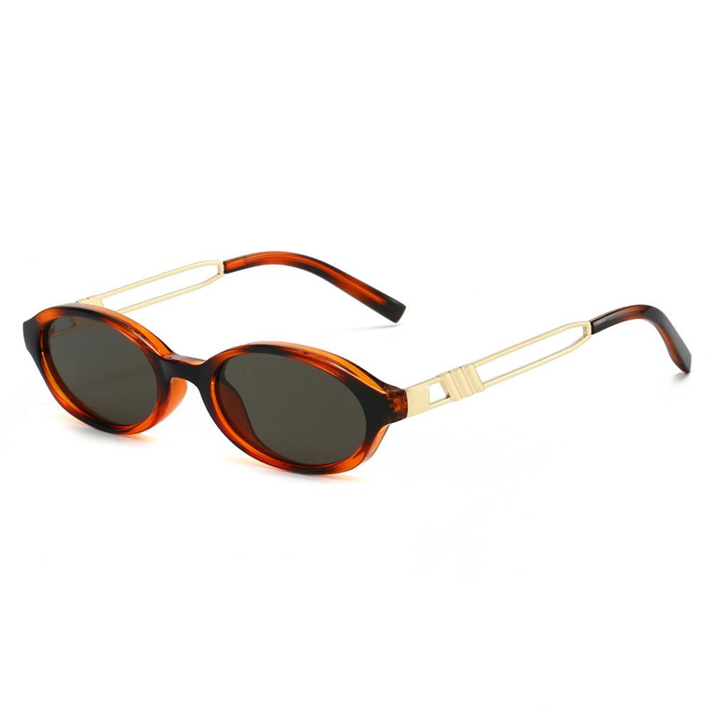 New Tortoise Shell Oval Small Frame Women Sunglasses Luxury Double Beam Temple Design Personality Simple Men Sun Glasses Uv400