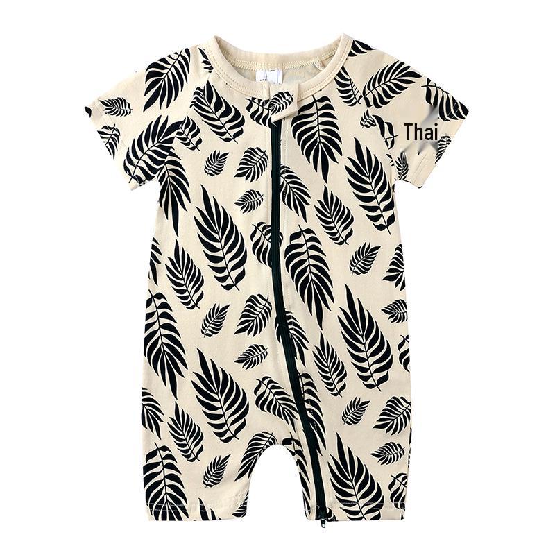 Kids Tales Lion Romper: Newborn Short Sleeve Double Zipper Jumpsuit