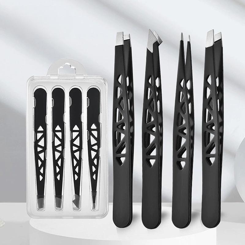 4Pcs Professional Tweezers Set - Perfect For Eyebrow Hair Removal, Splinter & Ingrown Hair Removal & For Men & Women