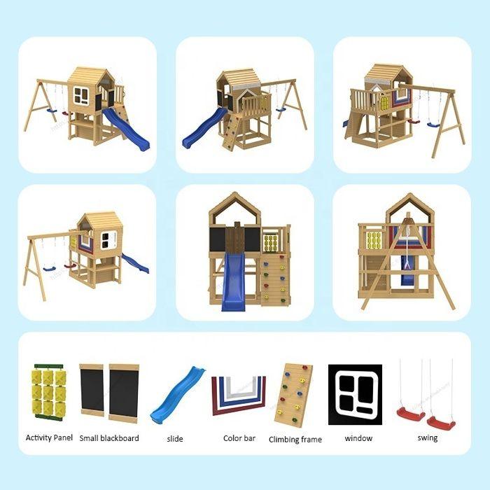 Aire de jeux enfant - GINGER HOME - Toboggan - 2 balançoires - Bac à sable intégré
