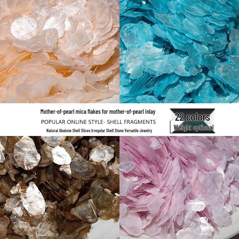 Natural Seashell Nail Ornaments: Pearlescent Mica Flakes & Handmade Mother-of-Pearl DIY Art Accessories