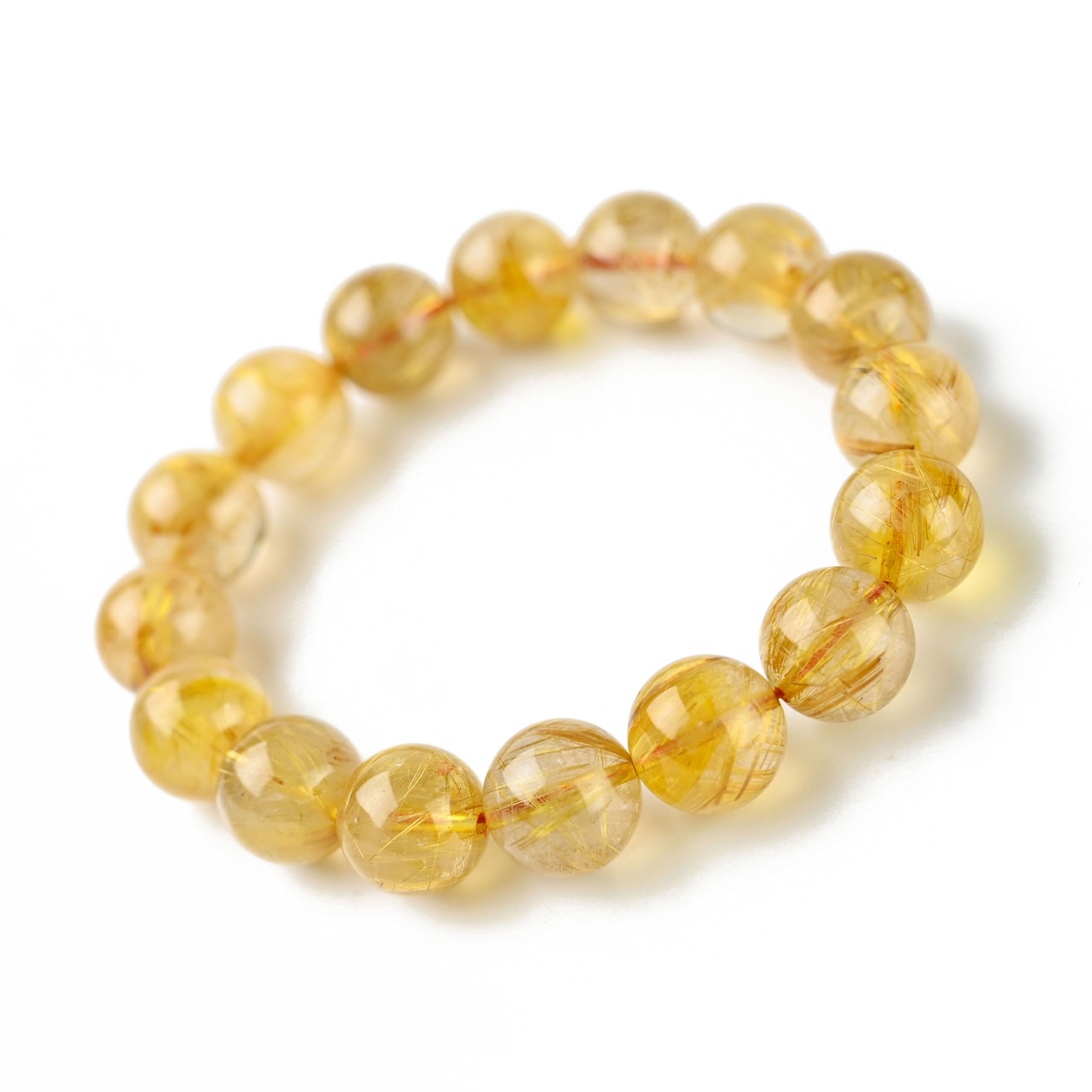 

Jewelry Town Shosenkyo Rutilated Quartz 17cm Inner Power Stone for Good and Work [Eigado] Bracelet, 13.5mm Beads, Diameter, Fortune, Money, золотий