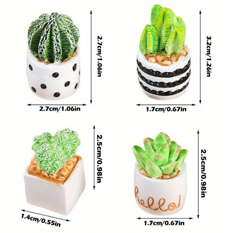 4 peças cactos em vasos para áreas internas, suculentas, plantas pequenas em vasos, cactos, micropaisagem, garrafa ecológica, decoração faça você mesmo