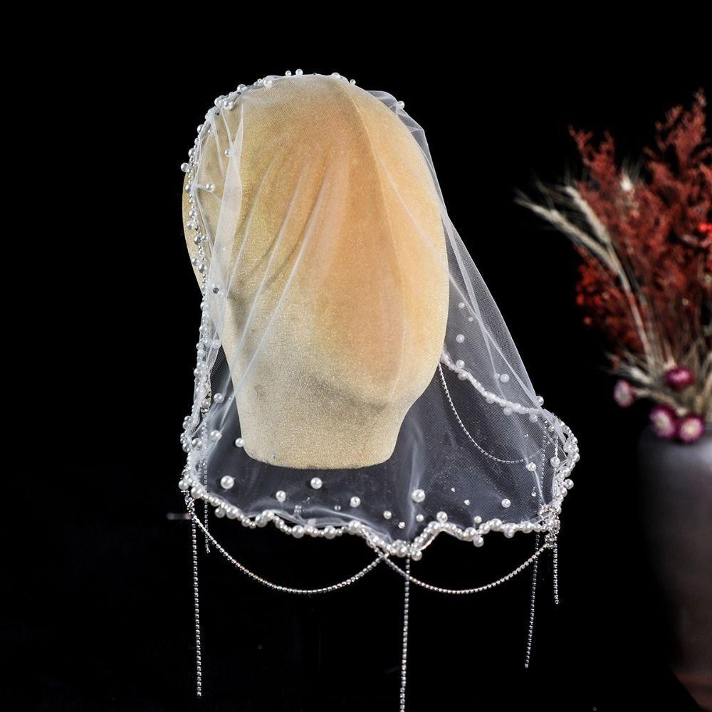 Short Wedding Veils Tassels Bride Head Gauze Vintage Brides Veil Headpieces