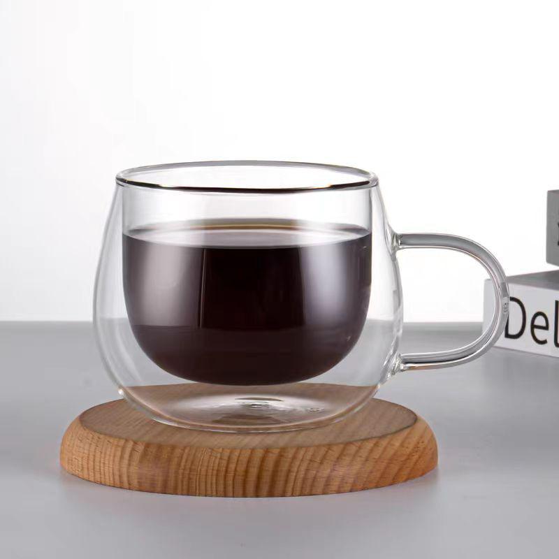 Double-Layer Borosilicate Glass Cup - Heat-Resistant, Anti-Scald, Transparent, with Handle