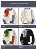Men's Autumn/Winter Color Block Crew Neck Sweater - Trendy, Warm, Loose Knitwear, Casual Base Layer