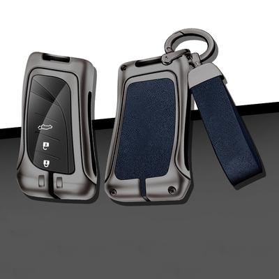 Leather Car Metal Key Case Cover For Lexus Es200 Rx300 Ls500H Nx26 Keyless Bag Protector Shell Keychain Auto Accessories