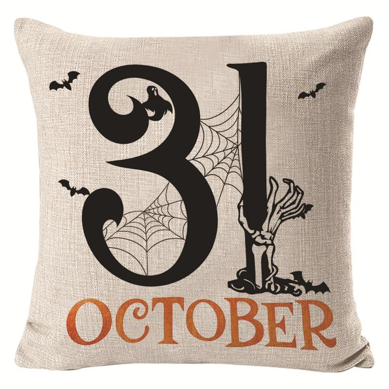 Creative Halloween Decoration Cushion Cover Classic Skull Pumpkin Series Printed Pillowcase Terrifying Bat Pillow Cover