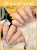 Ice Transparent Nail Stickers With Hand-painted Marble Pattern Long Style Removable Forest Mist Color