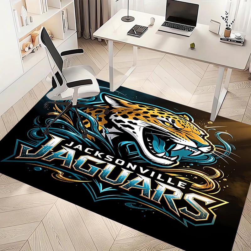 1pc Jacksonville Jaguars Logo Print Area Rug - Soft, Washable Non-Slip Indoor Mat, Living Room, Home Office Decorative Rug,Office Decorative