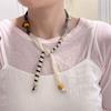 Strip Wood Bead Necklace Clavicle Chain Bohemian Choker Patchwork Cloth Chain Necklace  Girls