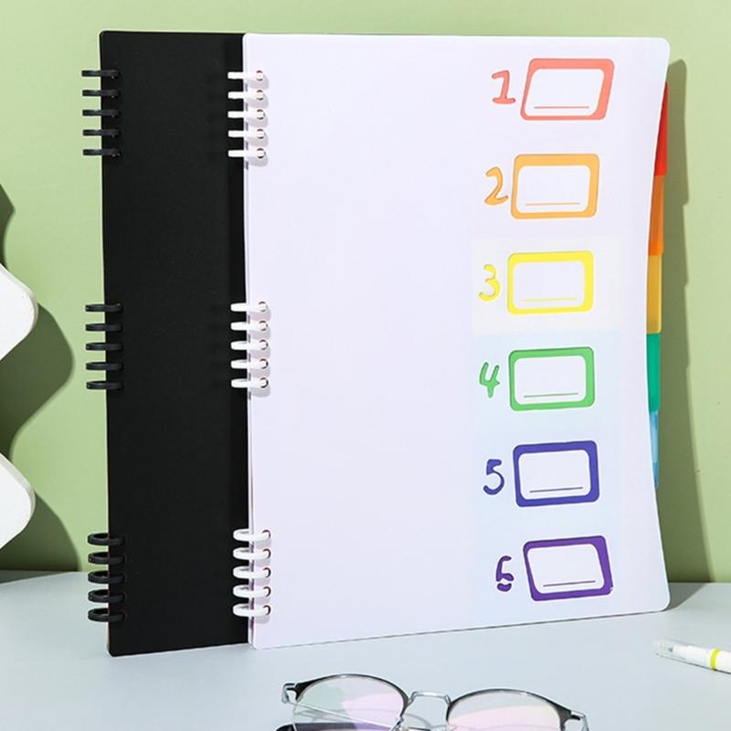 6 Pockets Expandable Document Folder Letter Size File Organiser with Removable Pages Colorful Numbered Label Window