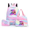 3Pcs/set Anime Demon Hunters Printed Backpack with Shoulder Bag Pengcil Case for Teenager Large Capacity Waterproof Bookbag Back To School Gift