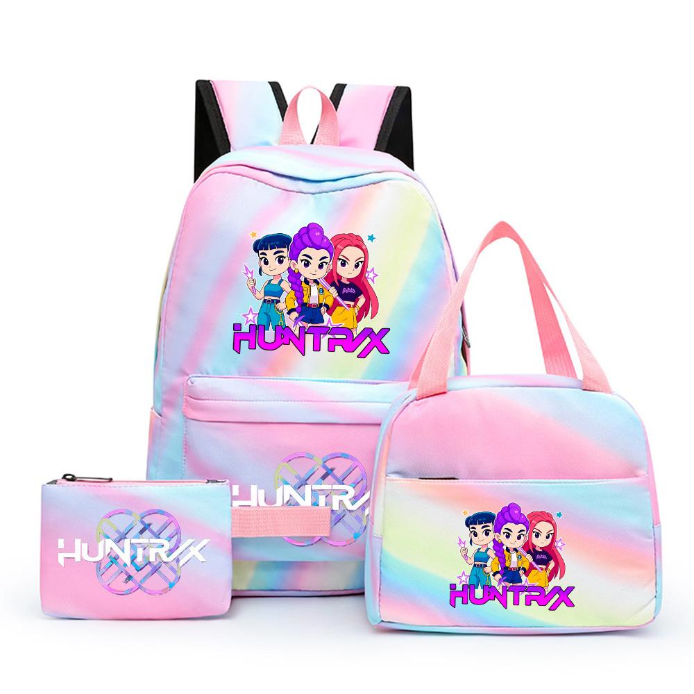 3Pcs/set Anime Demon Hunters Printed Backpack with Shoulder Bag Pengcil Case for Teenager Large Capacity Waterproof Bookbag Back To School Gift