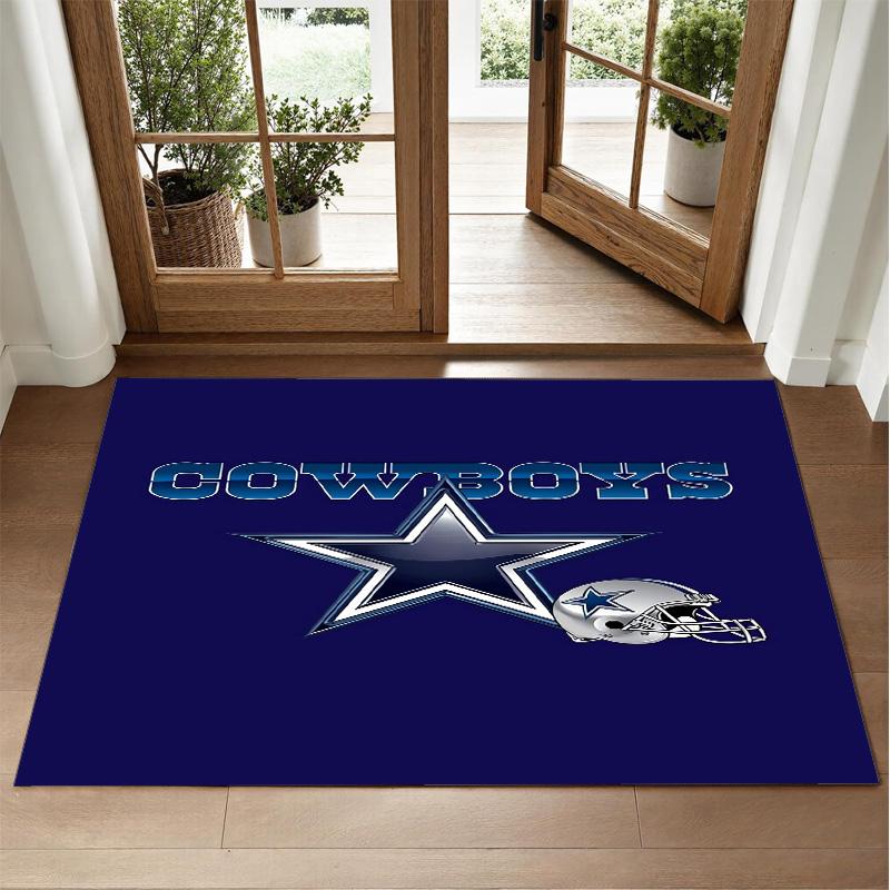 Dallas Cowboys Design Crystal Velvet Rug Soft Decorative Mat for Bedroom Entrance