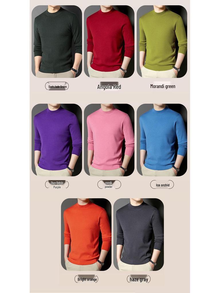 2025 Men's Winter Thickened Sweater: 48ct Fine-Spun, 400g Semi-High Collar, 100% Pure Wool