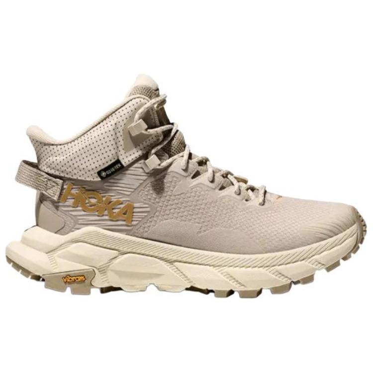 Hoka One One Trail Code Gtx Comfortable Non-Slip Durable Mid-Top Hiking Shoes Women Hiking Shoes Gray Beige 1123166-OKR
