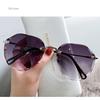 Rimless Sunglasses Women'S Retro Metallic Sun Glasses Uv Protection New Fashion Cutting Lens Eyewear Uv400 Sun Glasses
