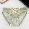 Sweet Low Waist Lace Panties Transparent Cotton Crotch Mesh Flower Briefs Bow Lingerie Underwear for Women Girl