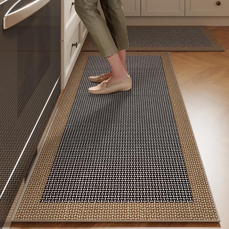 Mat For Kitchen Runner Rug Set Water-Absorbing Non-Slip Floor Mats Long Carpet Brown Imitation Linen Home Decoration Rugs