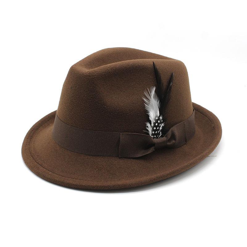 Cross-Border Amazon New Men'S Top Hat Feather Felt Hat Men'S Jazz Hat European And American High-End Hat Women