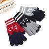 Winter Colorblock High Elasticity Thickened Gift Cat Jacquard Versatile Full Finger Gloves Warmth Multi-Color
