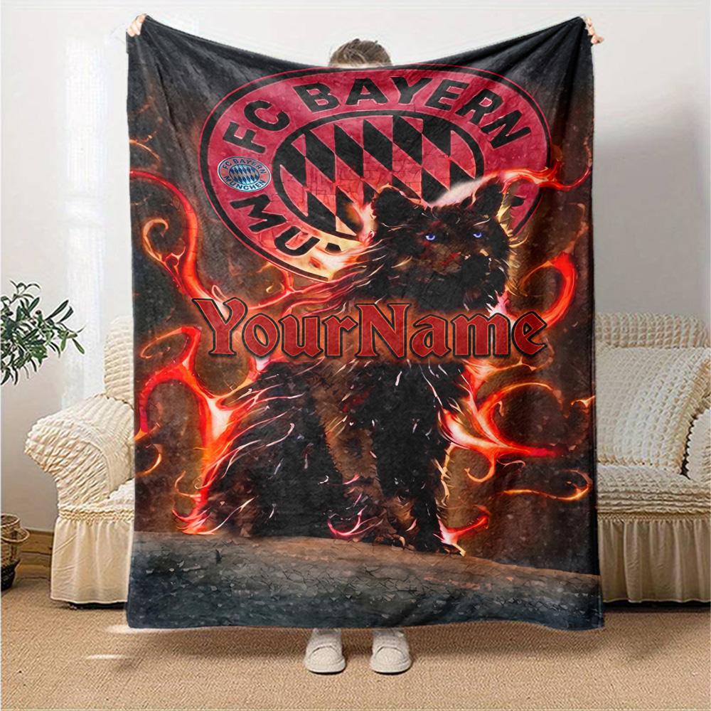 Bayern Munich Customize Your Name Blanket Multi-purpose Customizable Blanket Soft Warm Cozy Throw For Home Decor Living Room Office Chair Office