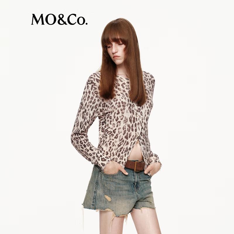 MO&Co. Women's Leopard Print Cashmere Blend Sweater