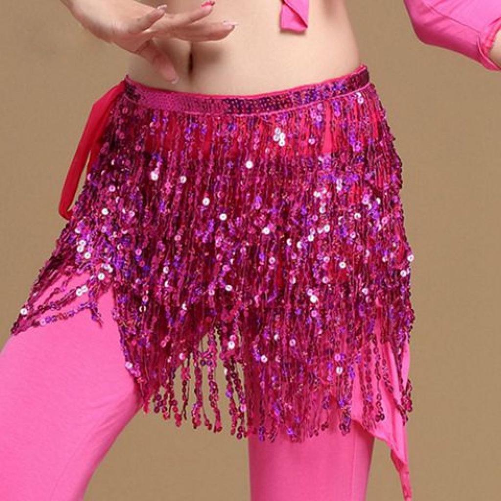 Women Belly Dance Clothing Accessories Tassel Belts Glitter Flap Hip Scarf Sequins Belt