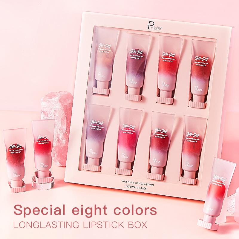 Pudaier 8 Sets Pearl Lip Gloss Mirror Water Gloss Lip Glaze Liquid Lipstick Gloss Gloss Lip Gloss