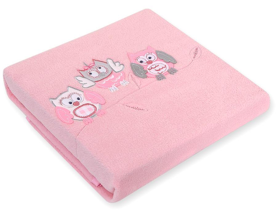 Fleece blanket for babies - Bigi Zibi & Adele Owls - light pink