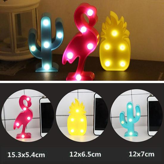 Night Light 3D Pineapple Shape Christmas Decor Cactus Flamingo Cartoon Light for Home