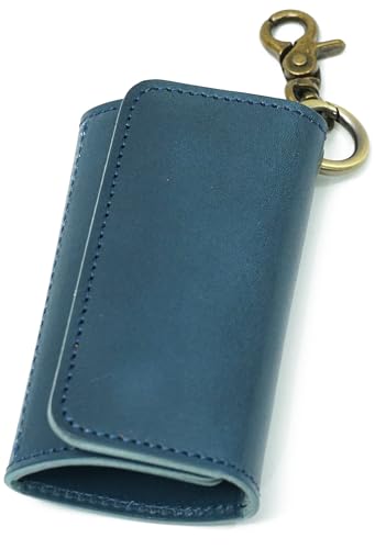 

Hanaasagi (Flower Light Blue) Tochigi Leather, Made in Japan, Key Case with Carabiner, Trifold, Men s and Women s, Card Slots, Smart Key Case, Smart K