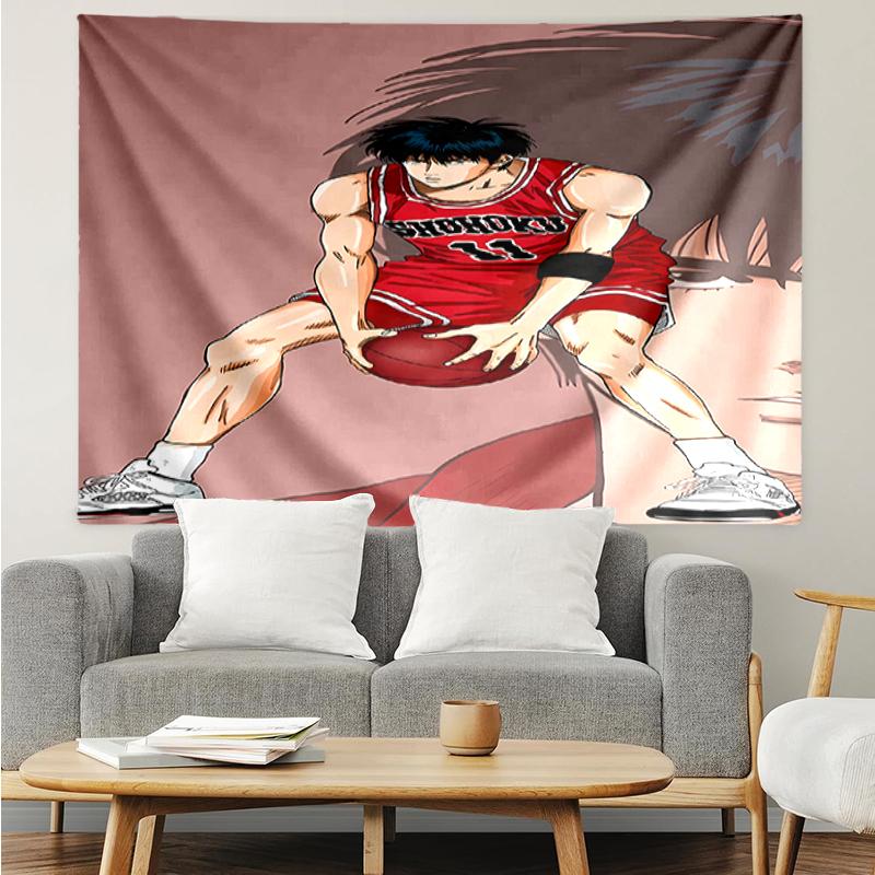 Slam-Dunk Print Tapestry, Backdrop, Easy Setup, Ideal for Bedroom, Office & Living Room, with Aesthetic Wall Hanging Decor.