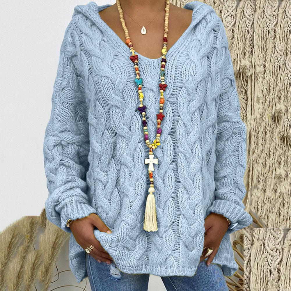 Women Autumn Knitted Sweater Casual Solid Hooded Pullovers Europe Style Jumpers Streetwear Women's Clothes