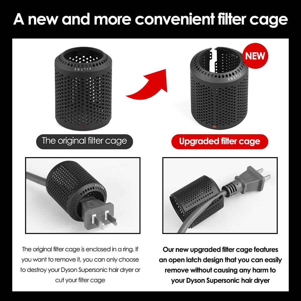 Outer Filter Cover for Dyson HD01 HD03 HD08 Hair Dryer Dustproof Strainer Filter Net Part Snap-on Opening Design Cleaner Parts