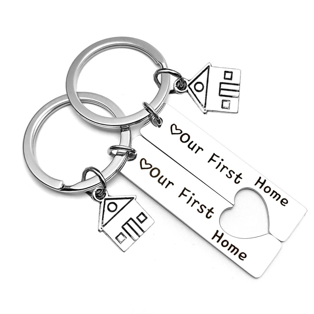 Creative Minimalist Keychain Spanish Key Pendant Metal Stainless Steel Laser Key Ring Stainless Steel Keychain for Backpack Bag Pendant