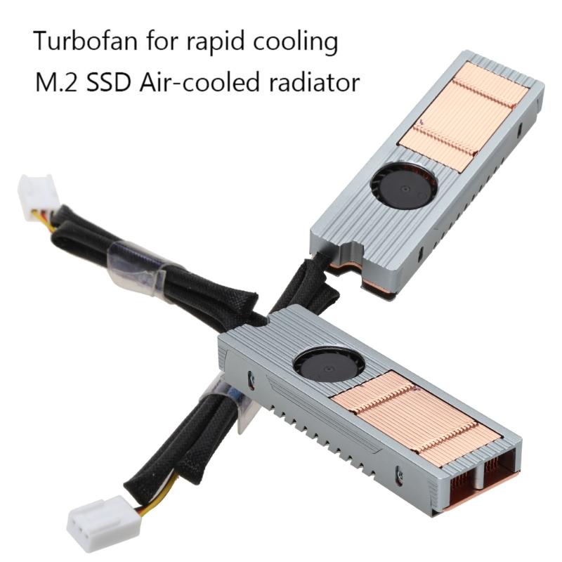 Aluminum +Copper M.2 2280 SSD Heatsinks with  Fan 10000RPM Double-Sided Silicone Pads  NVME Solid Disk Heatsink