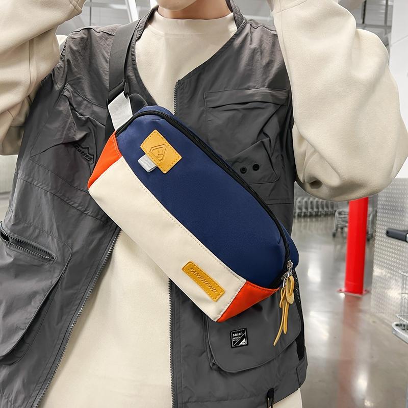 Kontrastowa kolorowa torba podróżna dla par. Torba na talię. Mała kwadratowa torba na ramię