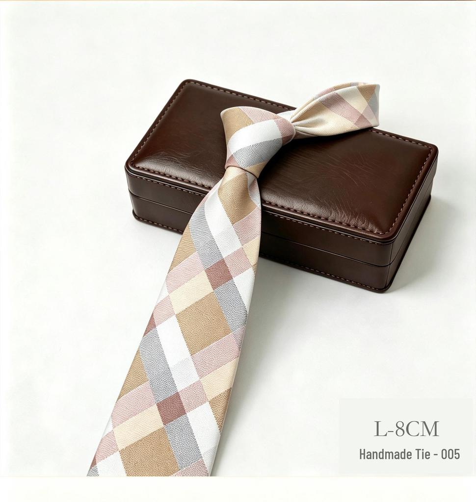 Retro Gray Plaid 8cm Tie: Versatile Coffee Workwear for Men's Business Style