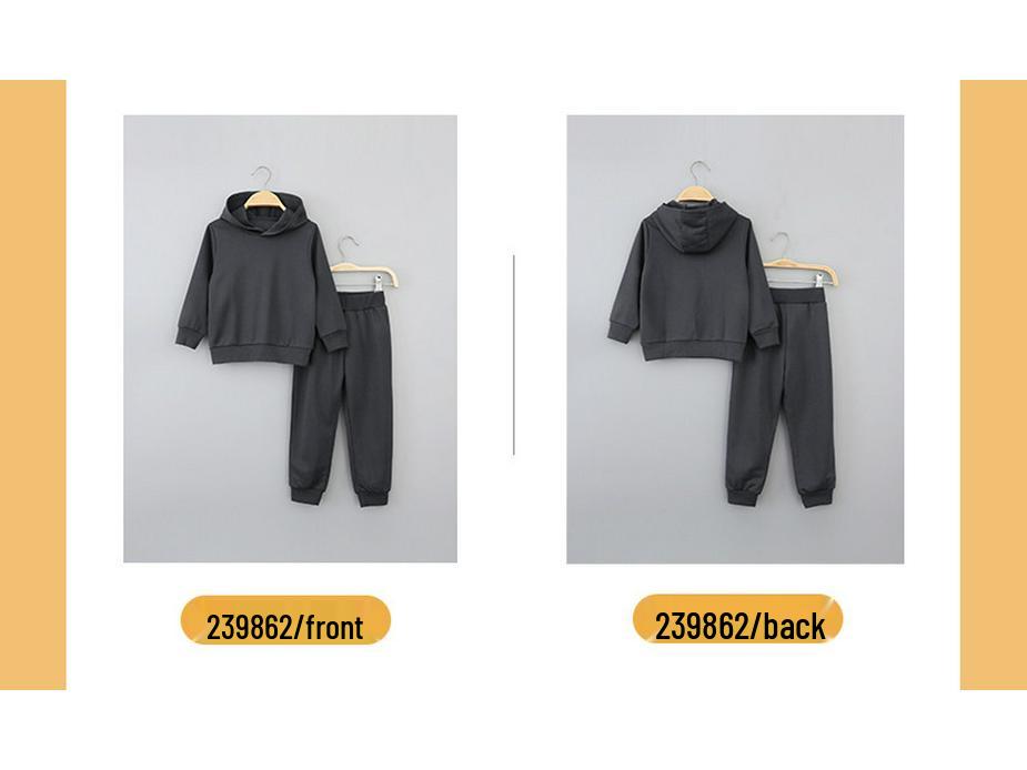 Kinder Einfarbig Langarm Kapuzenpullover und Hose Set - Herbst/Winter Freizeitkleidung