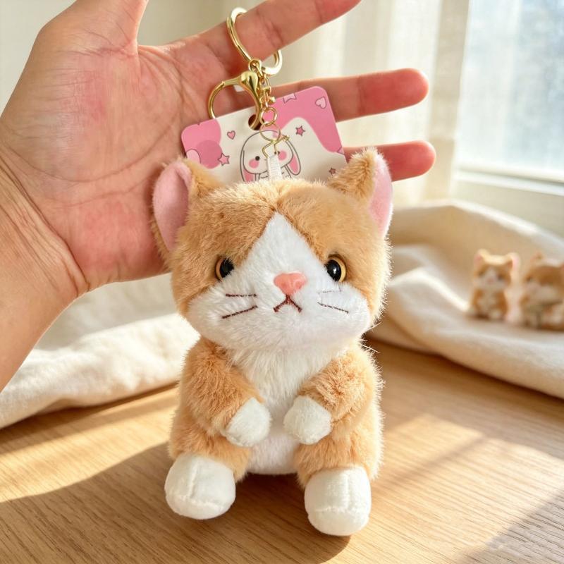 1 Pcs New Realistic Kitten Shape Cat Keychain Cat Furry Keychain Soft Cute Cat Bag Charm Bag Accessory