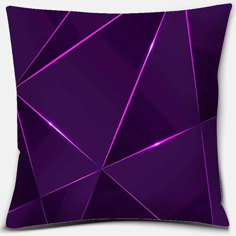 Purple Geometric Flower Text Printing Series Pattern Pillowcase Square Pillowcase Home Office Decoration Pillowcase
