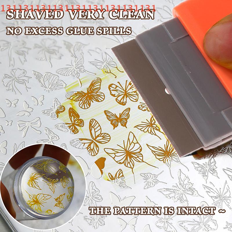 Removable Cleaning Shovel Glue Stickers Tools For Nail Art Accessories Nail Art Stamping Steel Plate Scraper Pattern Clearer