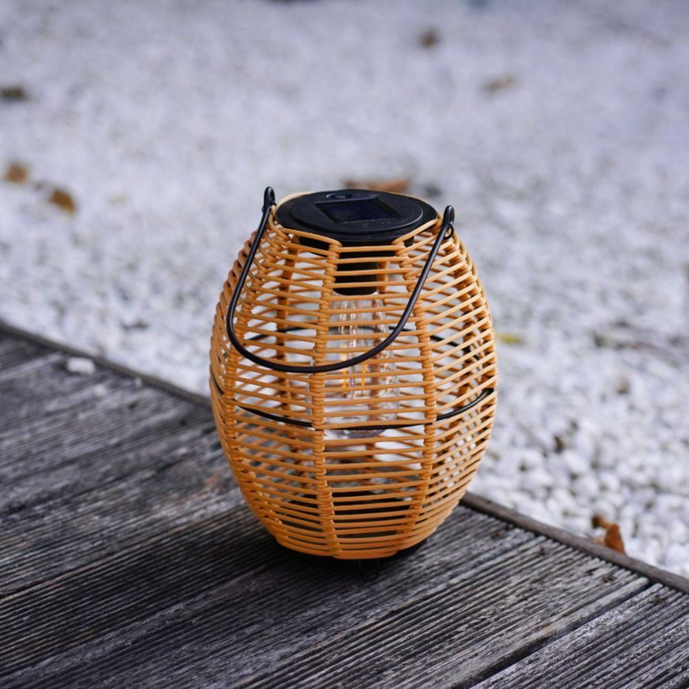With Handle Yard Lantern Landscape Weave Wind Lamp Chinese Style Solar  Imitation  Lantern  Outdoor