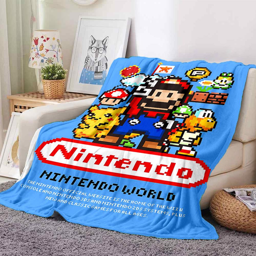 1pc Mario Nintendo World Flannel Blanket, Soft Skin Friendly with Digital Printing, Various Sizes Available for Family, Friends, Birthday