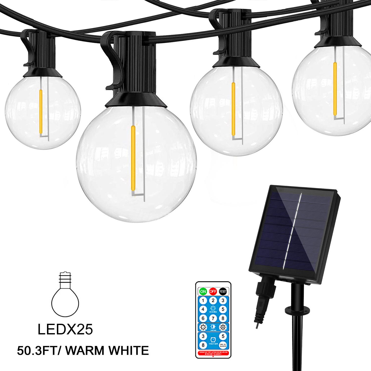 

Гирлянды G40 с вольфрамовой нитью на солнечной батарее для рождественского и праздничного декора