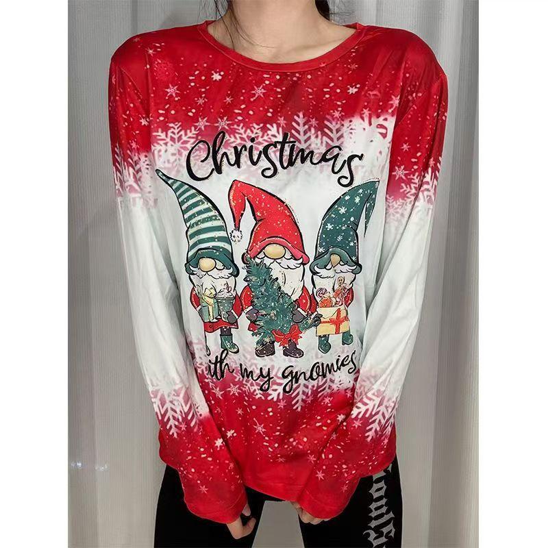 2025 base fashion foreign style new long-sleeved tie-dye foreign trade printing T-shirt, long-sleeved T-shirt slim-fit loose top