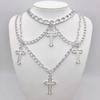 Punk Geometric Silver Color Chain Hollow Cross Pendant Necklaces For Women Trendy Statement Metal Chain Hip hop Jewelry Necklace